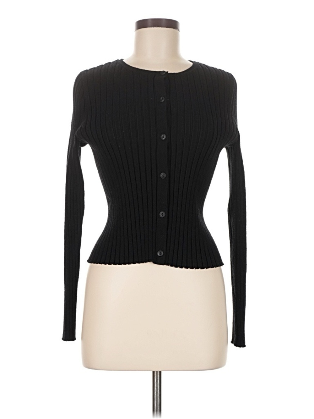 Quince Eco-Knit Cropped Rib Cardigan - Black